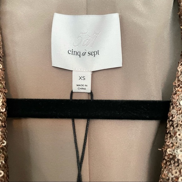 Cinq à Sept Mathieu Sequin Jacket pewter gold XS - Picture 5 of 11